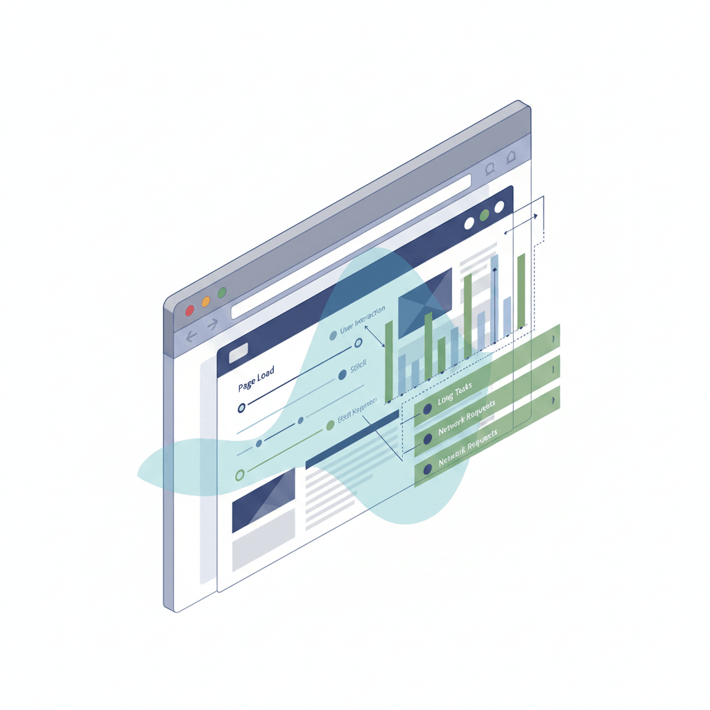 Frontend observability dashboard showing real user monitoring data
